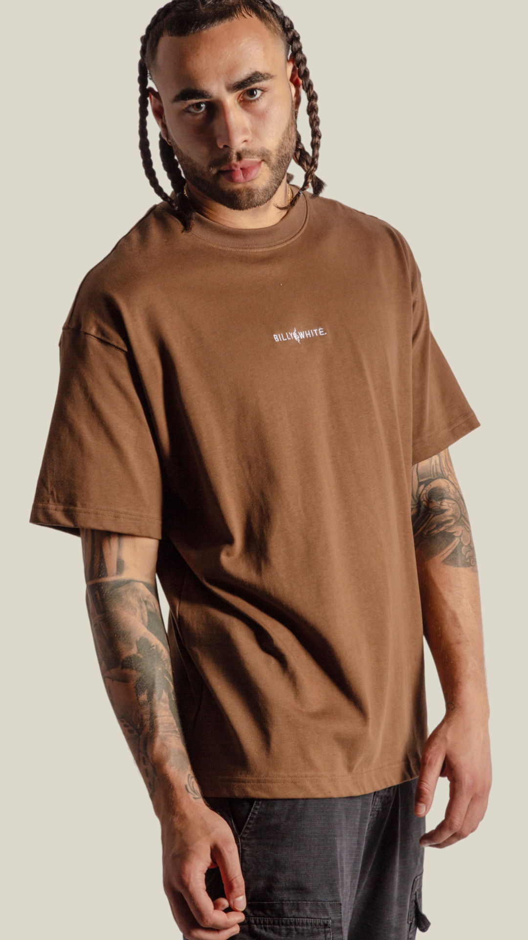 Box Fit Oversize Signature Tee- Chocolate Brown