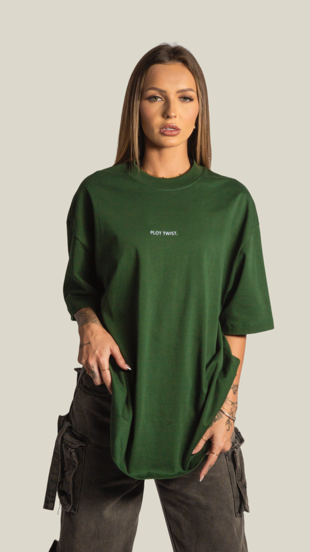 Box Fit Oversize PLOT TWIST.- FOREST GREEN