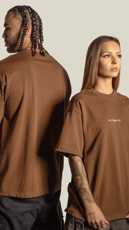 Box Fit Oversize Signature Tee- Chocolate Brown