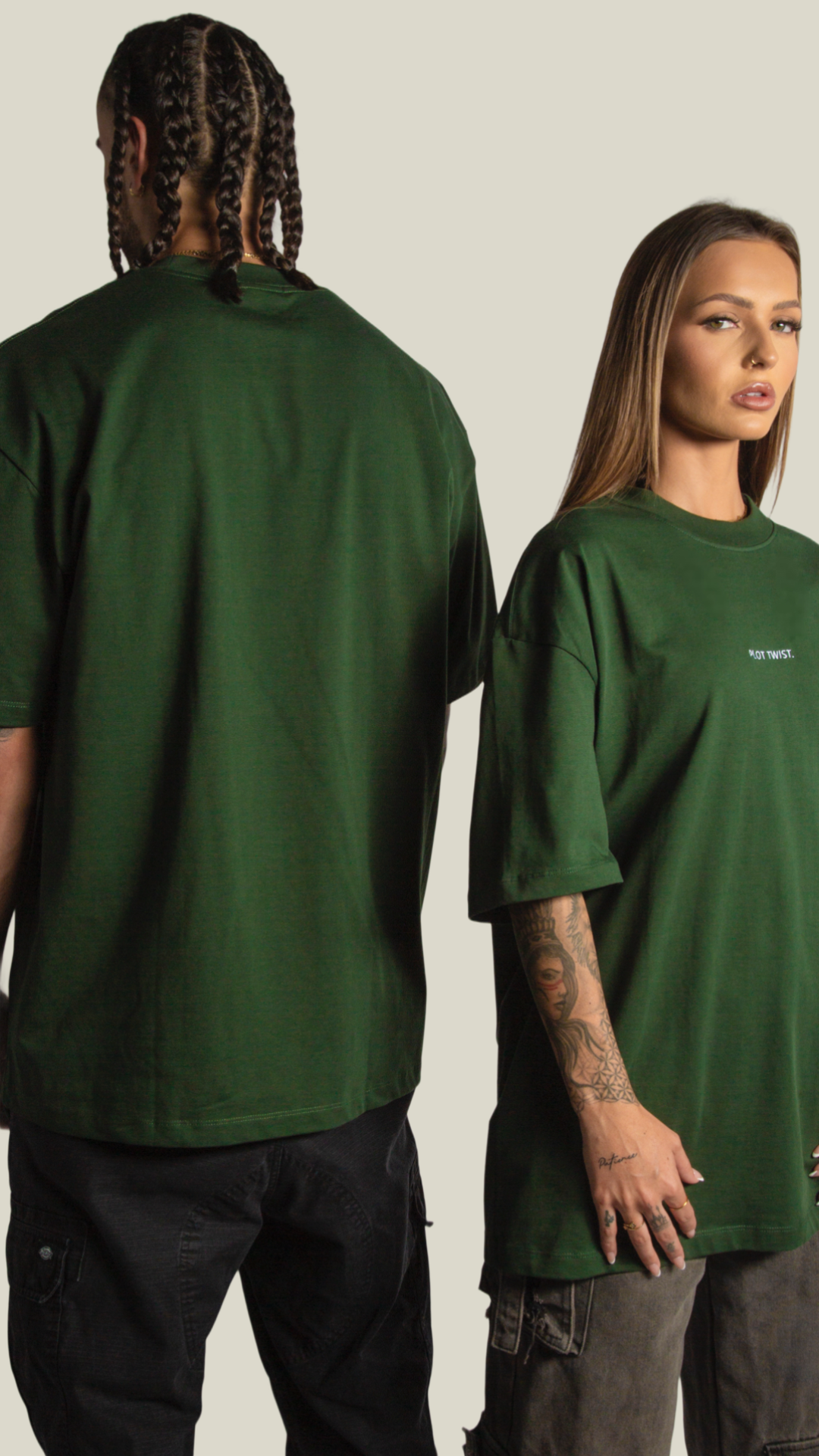 Box Fit Oversize PLOT TWIST.- FOREST GREEN