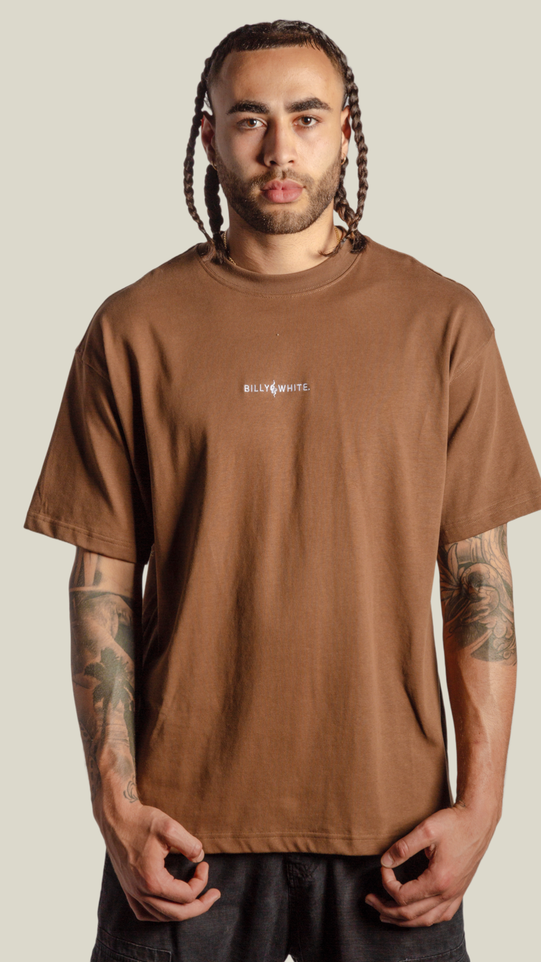 Box Fit Oversize Signature Tee- Chocolate Brown