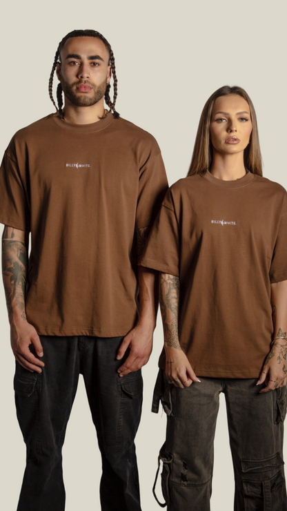 Box Fit Oversize Signature Tee- Chocolate Brown